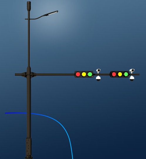 交通信號(hào)燈與路燈監(jiān)控桿共桿合桿